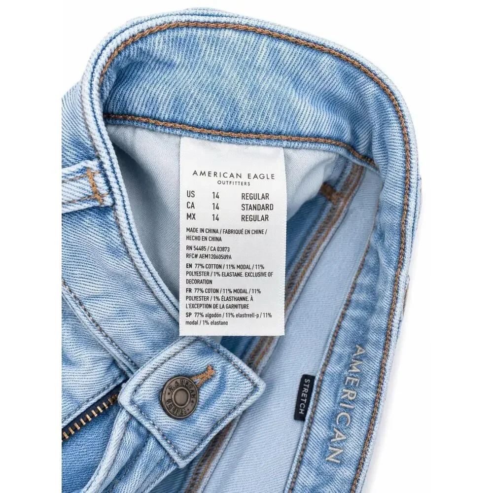 American Eagle Outfitters Women's Stretch Ripped Light Wash Jeans
